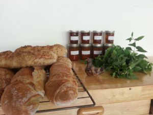 The bread hath risen! Sourdough bread with chutney and a mug of lemonbalm tea, anyone?
